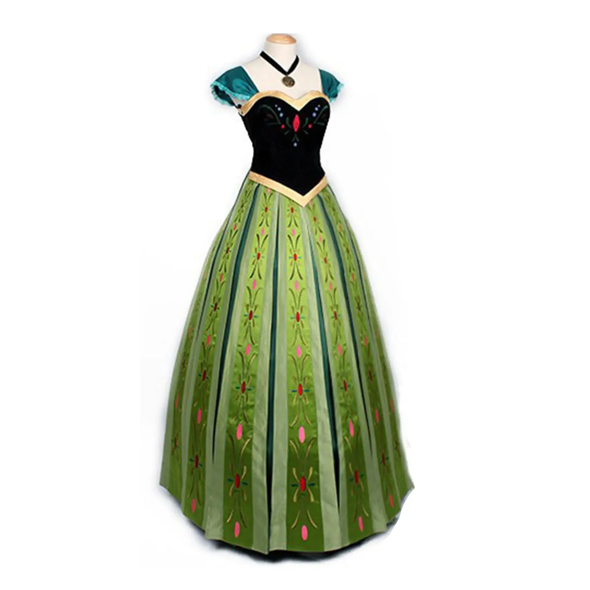 Athemis Movie Ice Anna Cosplay Dress Princess Coronation Cosplay Costume Custom Made Size Suit Necklace For Halloween Game
