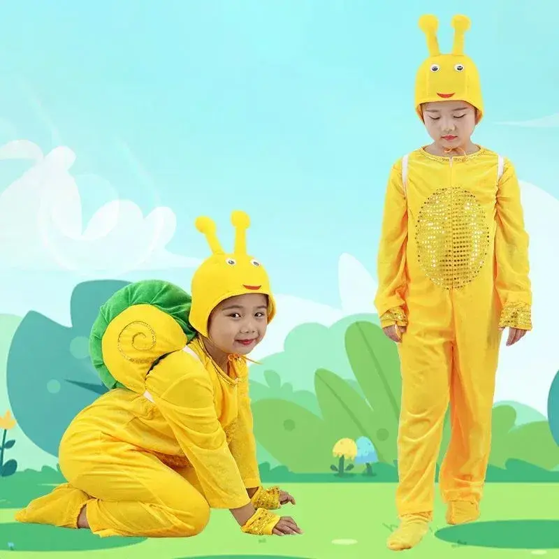 Children Snail Costume for Boys and Girls Slug Clothing Set Kids Snail Halloween Party Cosplay Animal Mollusk Clothes