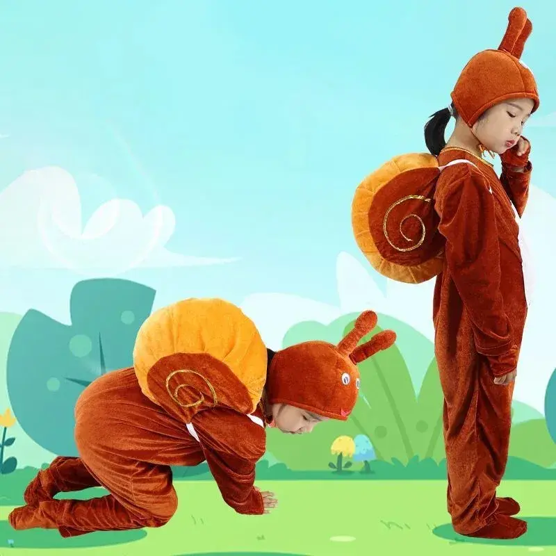 Children Snail Costume for Boys and Girls Slug Clothing Set Kids Snail Halloween Party Cosplay Animal Mollusk Clothes