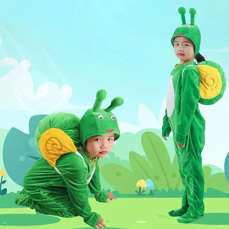 Children Snail Costume for Boys and Girls Slug Clothing Set Kids Snail Halloween Party Cosplay Animal Mollusk Clothes