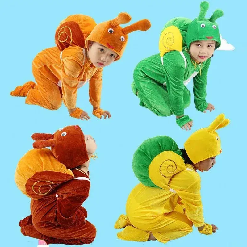 Children Snail Costume for Boys and Girls Slug Clothing Set Kids Snail Halloween Party Cosplay Animal Mollusk Clothes