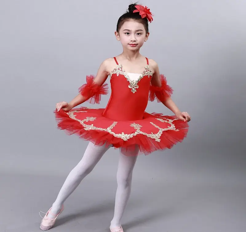 cygnet Screen Children's Ballet Skirt Girls' Dance Skirt Disc sequin Ballet Performer Costume Program Performance Dress