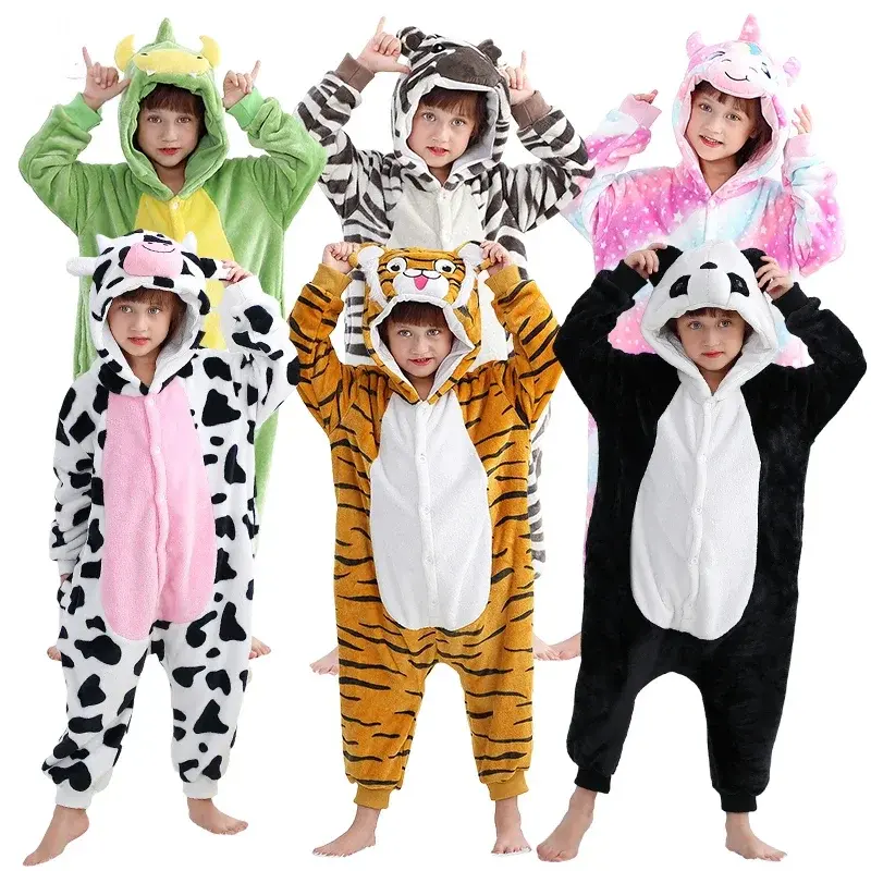 Cow Onesie Kids Unicorn Pajamas For Children Animal Cartoon Blanket Sleepers Baby Costume Winter Boy Girl Jumspuit