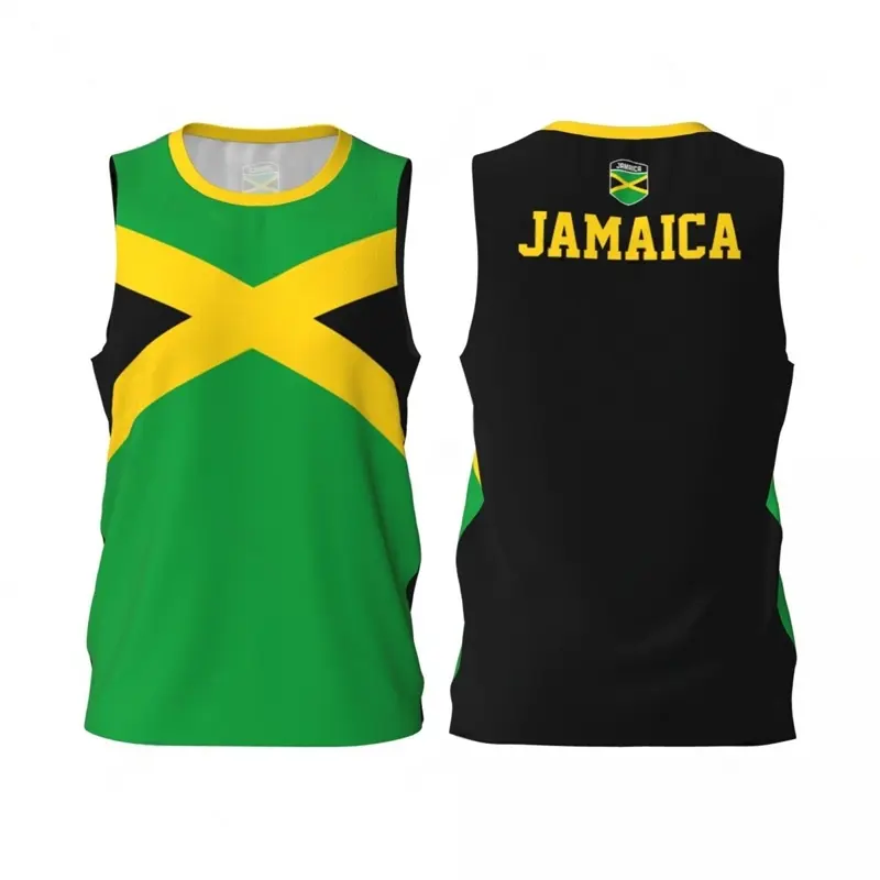 Jamaica Flag Graphic Tank Tops Simple Fashion Men Women 3D Printed Basketball Jersey Tees Loose Sports Sleeveless T Shirts Vest