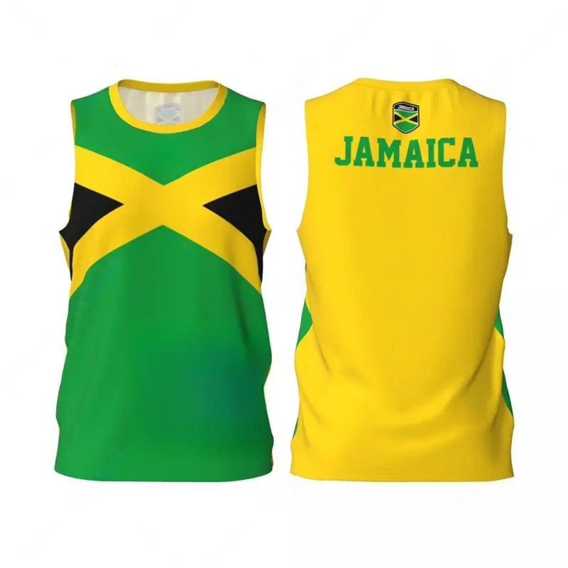 Jamaica Flag Graphic Tank Tops Simple Fashion Men Women 3D Printed Basketball Jersey Tees Loose Sports Sleeveless T Shirts Vest