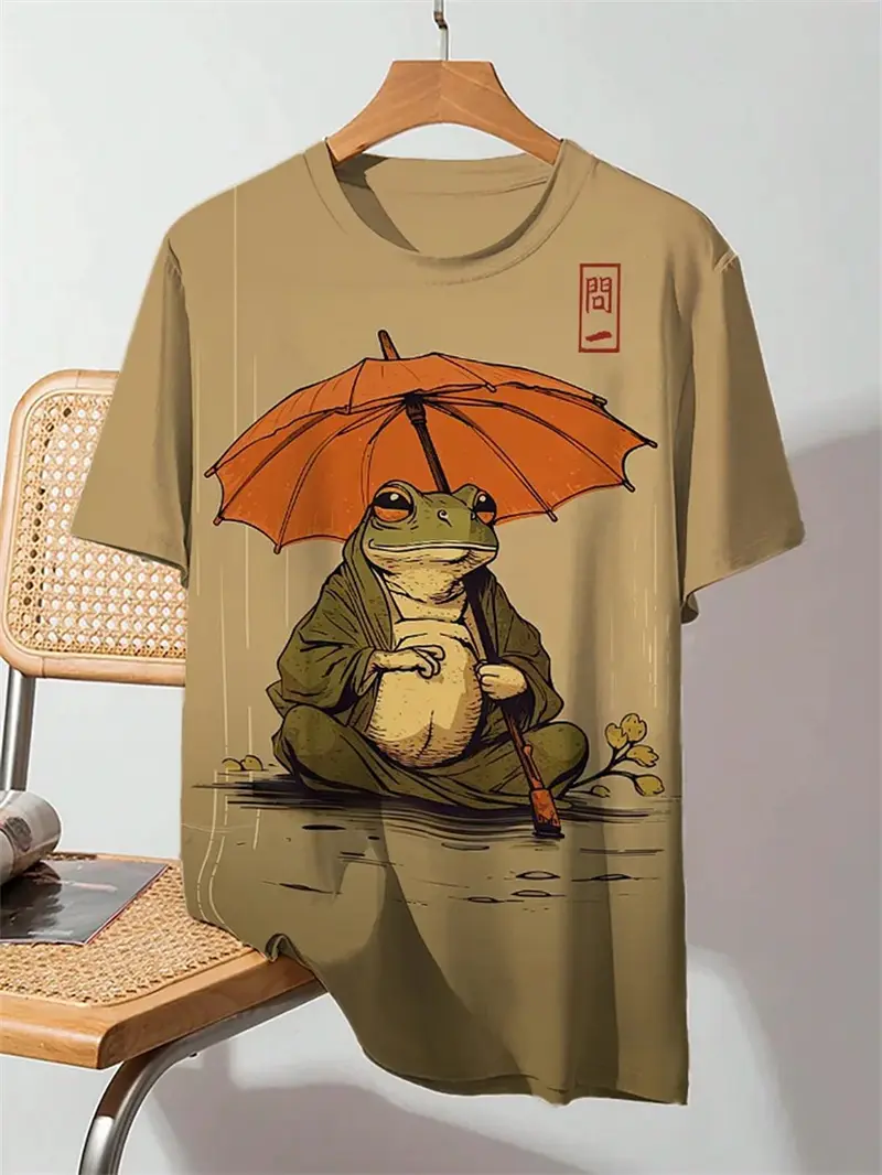 Trend Japanese Ukiyo-e Graphic T Shirts For Men Fashion Summer Crew Neck 3D Printed Unisex T-shirts Casual Loose Harajuku Tees