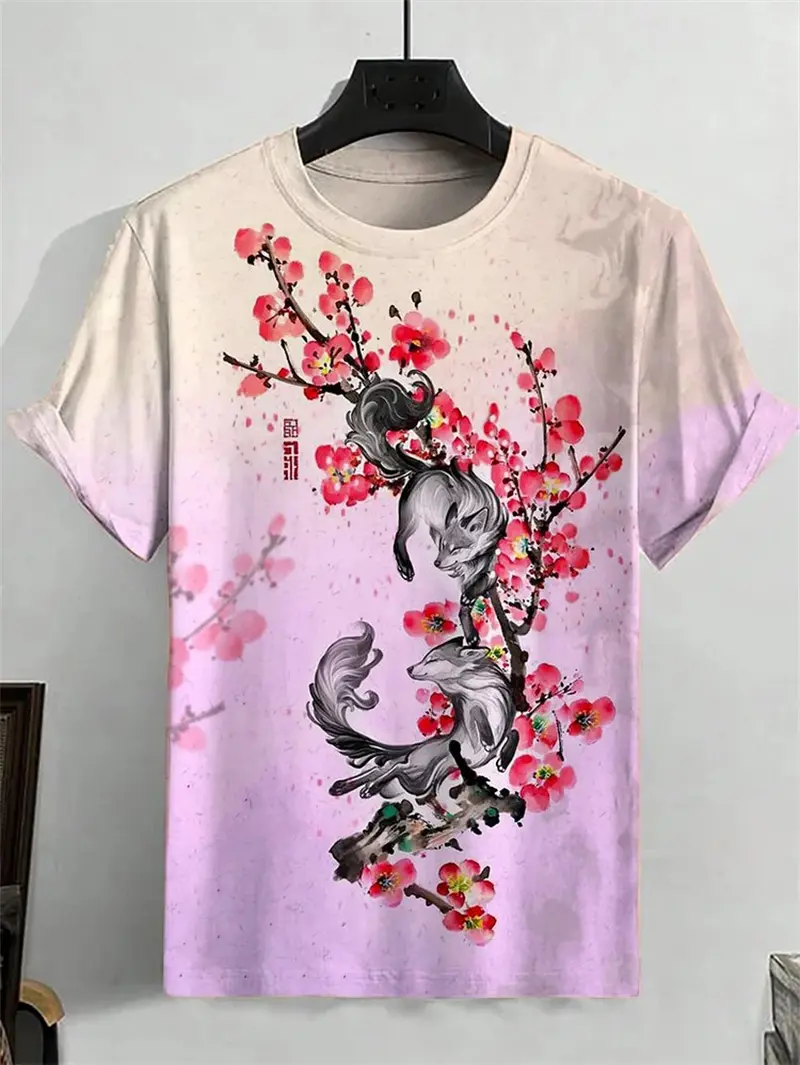 Trend Japanese Ukiyo-e Graphic T Shirts For Men Fashion Summer Crew Neck 3D Printed Unisex T-shirts Casual Loose Harajuku Tees