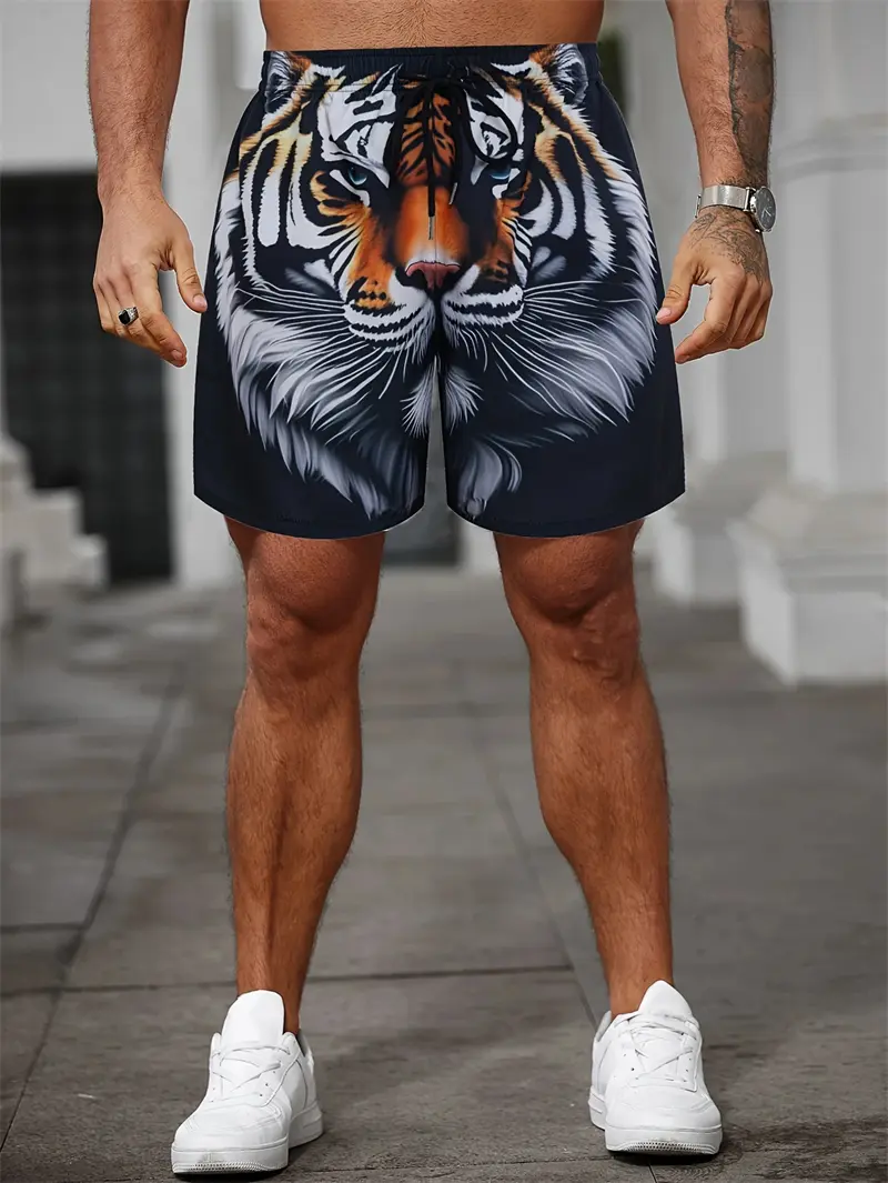 Fashion Tiger Pattern Beach Shorts For Men Trendy Summer Hip Hop 3D Printed Cool Short Pants Loose Streetwear Kids Swim Trunks