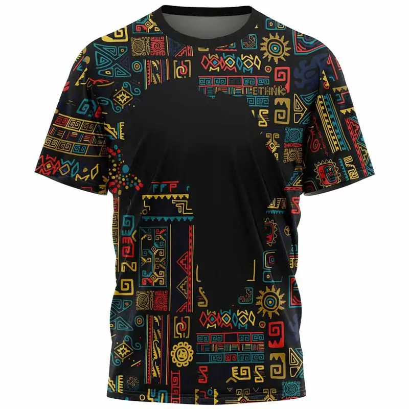 Retro Ethnic Style T Shirts For Men Summer Fashion Short Sleeve 3D Printed Kids T-shirts Casual Streetwear Oversized Pullovers