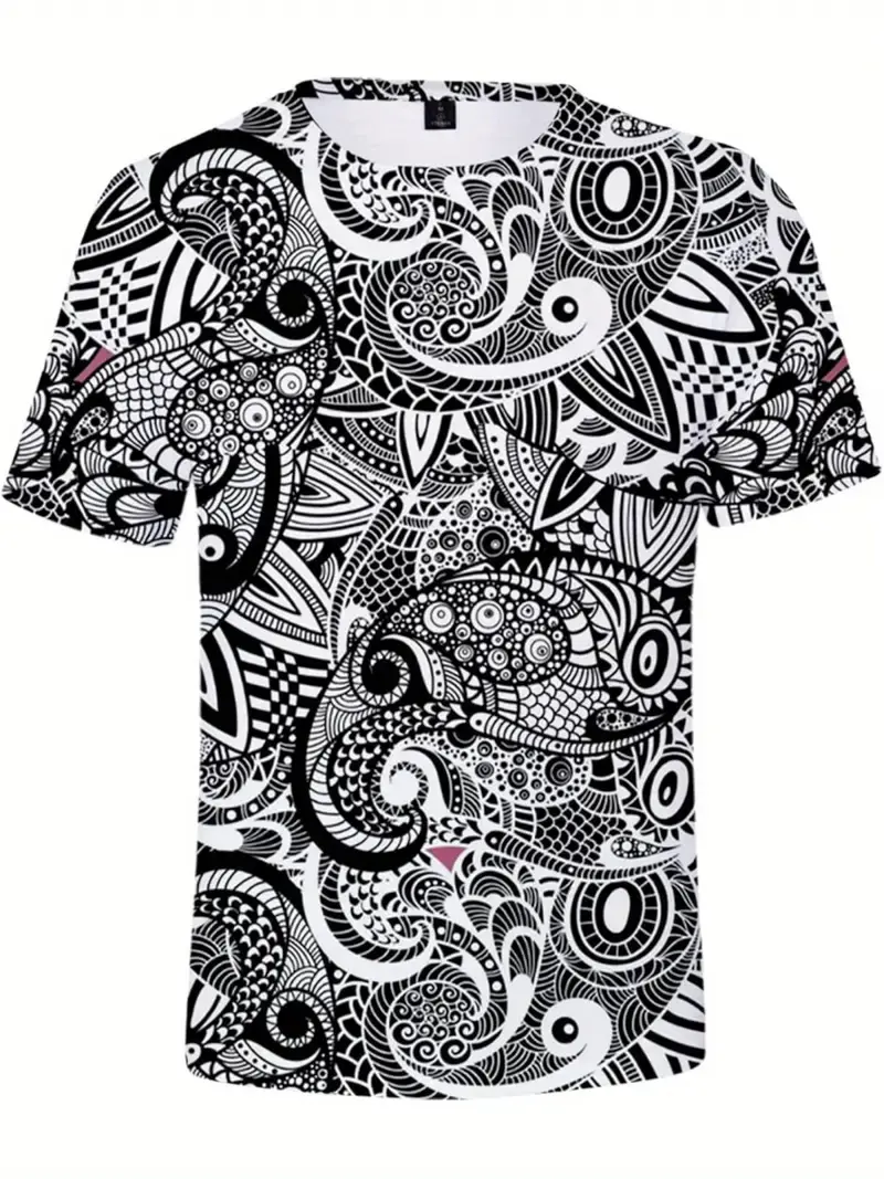Trendy Paisley Graphic T Shirts Summer Fashion Short Sleeve 3D Printed Crew Neck T-shirts Loose Streetwear Hip Hop Mens Clothing