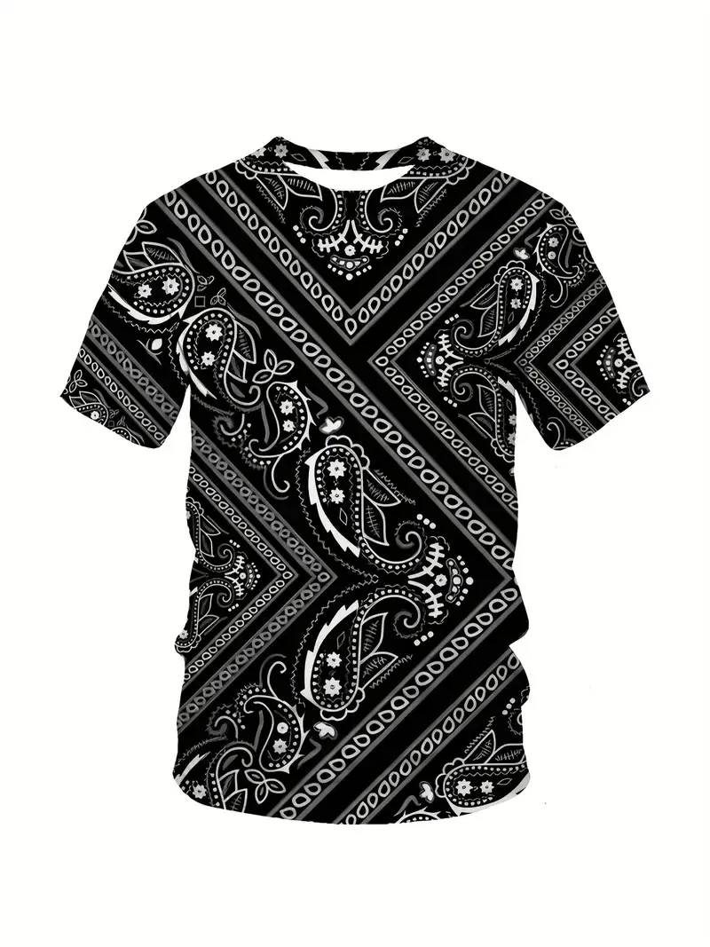Trendy Paisley Graphic T Shirts Summer Fashion Short Sleeve 3D Printed Crew Neck T-shirts Loose Streetwear Hip Hop Mens Clothing