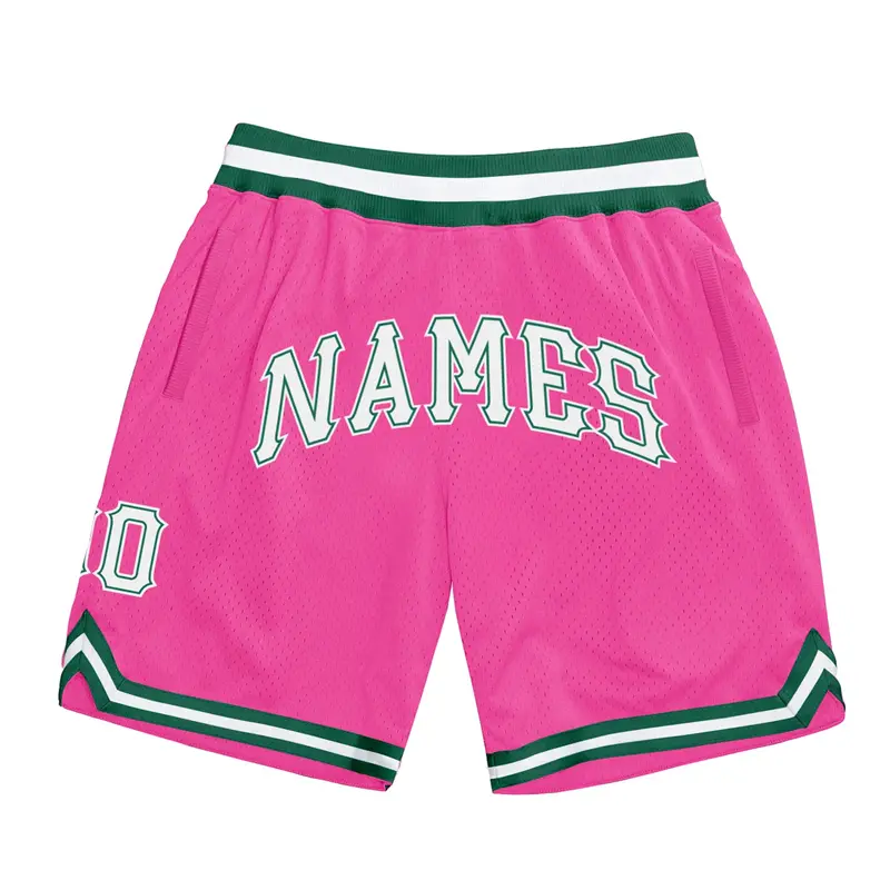 Fashion Pink DIY Basketball Shorts For Men Custom Team Name Number Logo Sports Short Pants Loose Streetwear Kids Beach Shorts