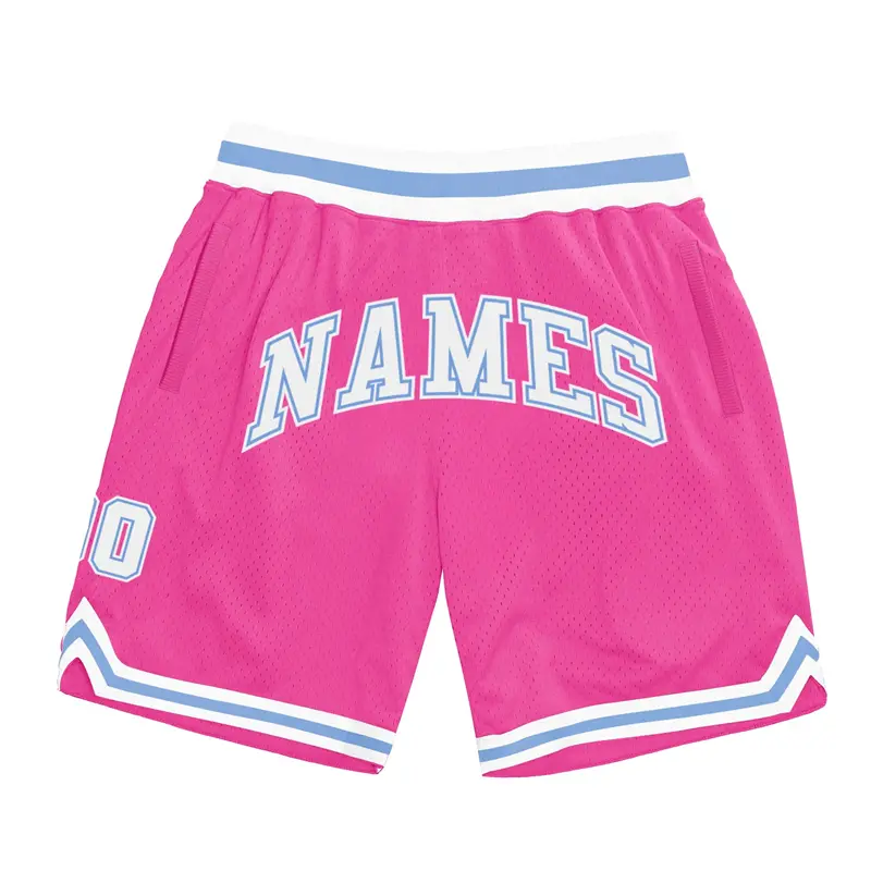 Fashion Pink DIY Basketball Shorts For Men Custom Team Name Number Logo Sports Short Pants Loose Streetwear Kids Beach Shorts