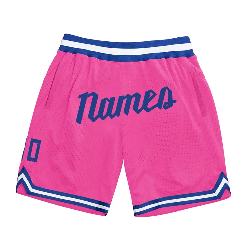 Fashion Pink DIY Basketball Shorts For Men Custom Team Name Number Logo Sports Short Pants Loose Streetwear Kids Beach Shorts
