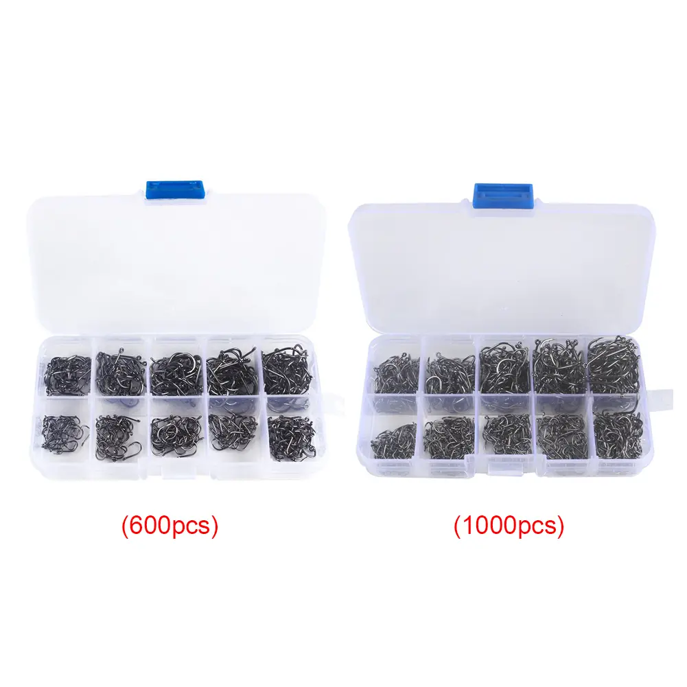 600pcs/1000pcs Rock Fishing Hooks Set High Carbon Steel Sharp Barbed Fishhooks Rock Fishing Gear Tackle Supplies