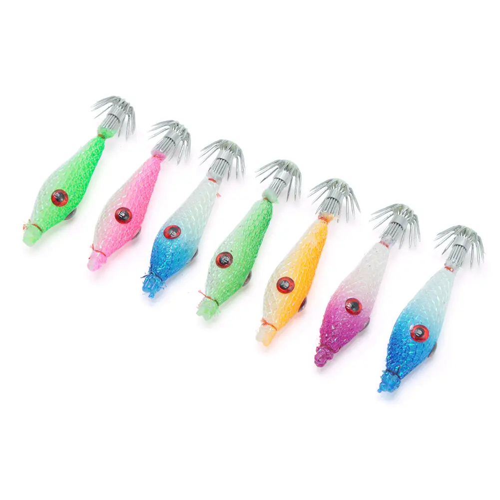 7 Pcs Squid Hook Octopus Cuttlefish Fishing Bait Luminous Fishing Bait Fluorescent Fishing Lures Luminous Squid Jig Hooks