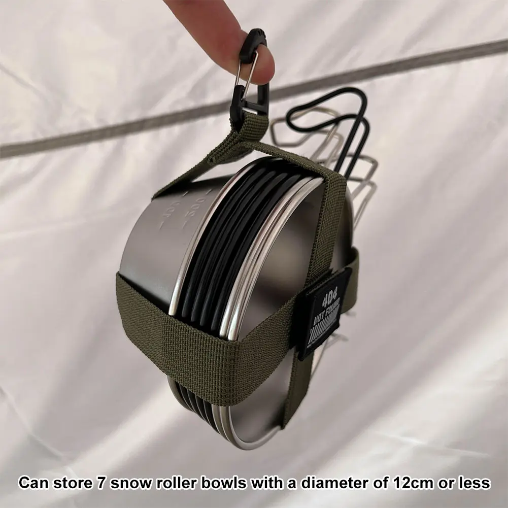 Outdoor Camping Tableware Storage Strap Nylon Camping Tableware Strapping Strap for Diameter Under 12cm Snow Bowl Tableware
