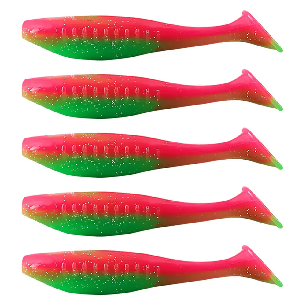 5Pcs Fishing Lures 100mm 9g T Tail Soft Lures Wobblers Swimbait Artificial Baits for Pike Bass Fishing