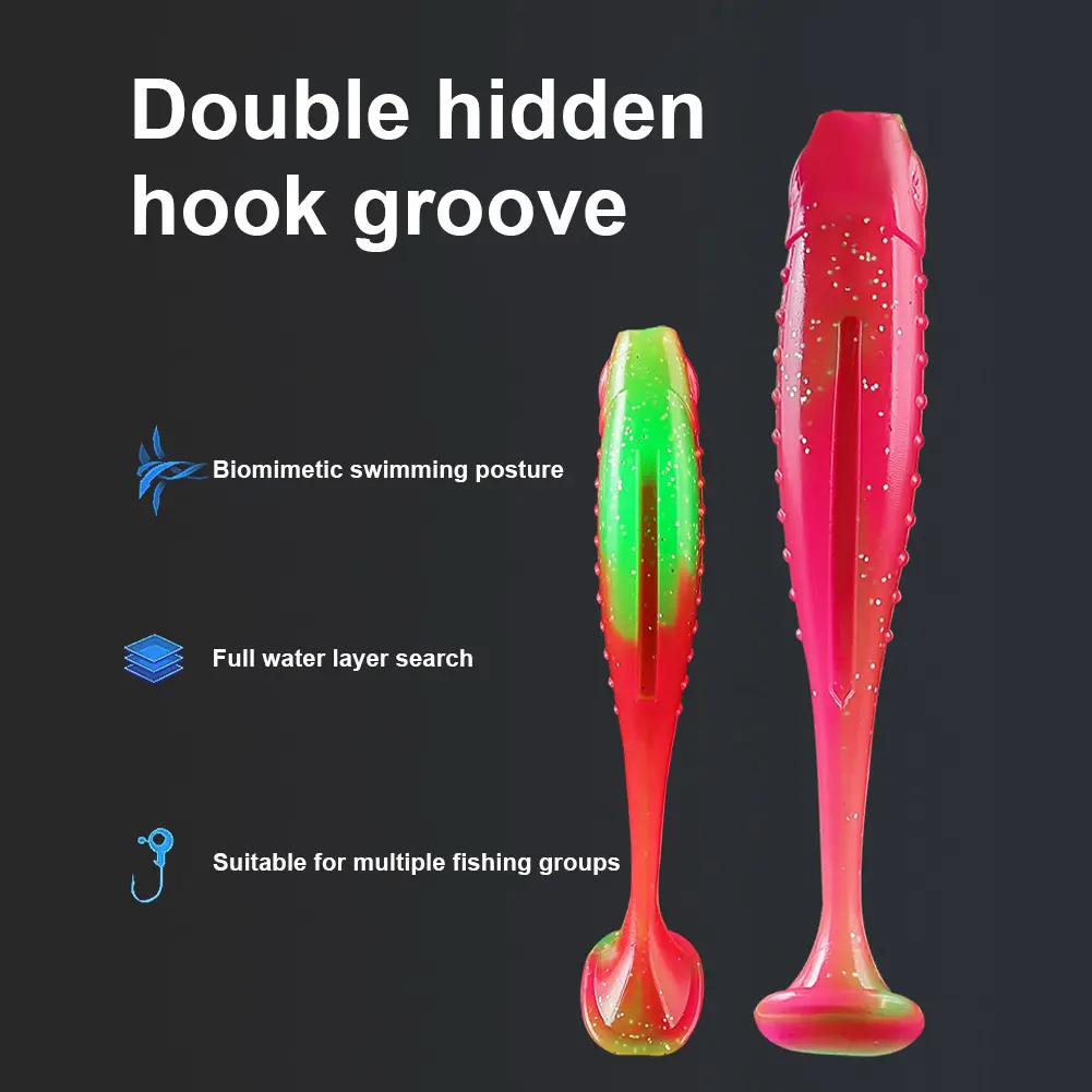5Pcs Fishing Lures 100mm 9g T Tail Soft Lures Wobblers Swimbait Artificial Baits for Pike Bass Fishing