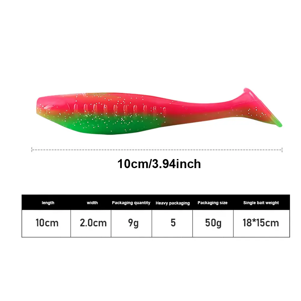 5Pcs Fishing Lures 100mm 9g T Tail Soft Lures Wobblers Swimbait Artificial Baits for Pike Bass Fishing