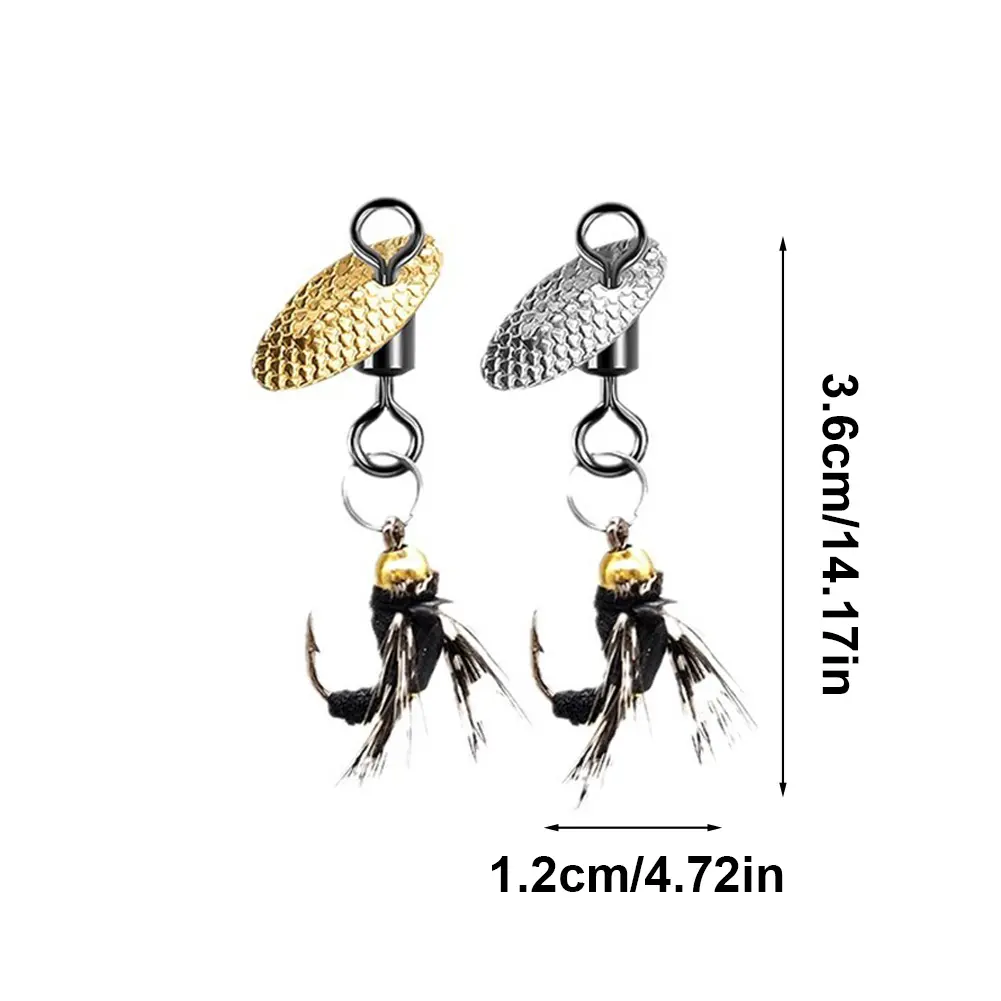 5Pcs Fly Hooks Flies Insect Lures with Crank Hook Fly Fishing Bait with Spinner Blade Natural Insect Bait for Small Fish