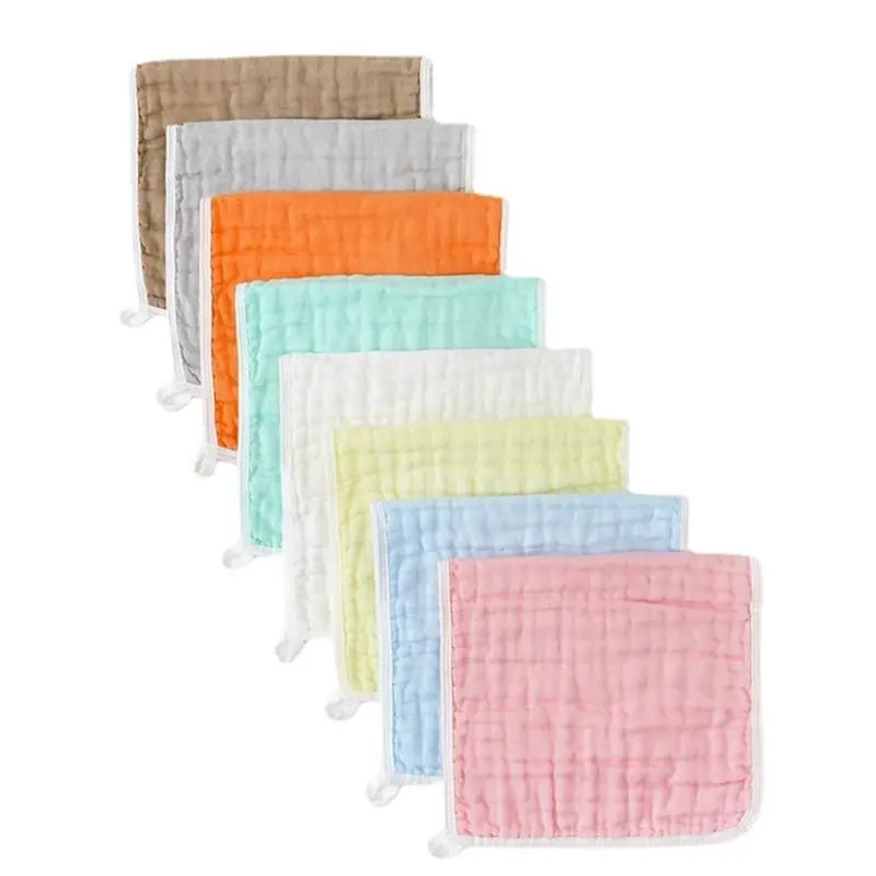 M76C Burp Cloth MultiColors Gauze Washcloths 6 Absorbent Layers Newborn Face Towels-