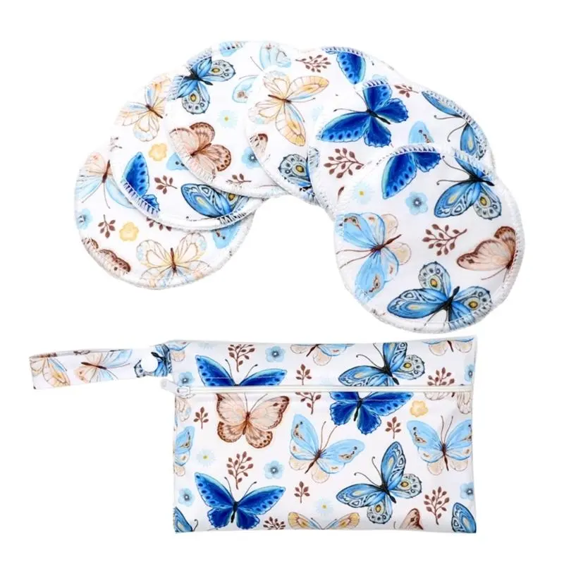 M76C Reusable Bamboo Nursing Pads Set Soft and Breathable Breastfeeding Accessories woth Portable Diaper Case Nappy Bag