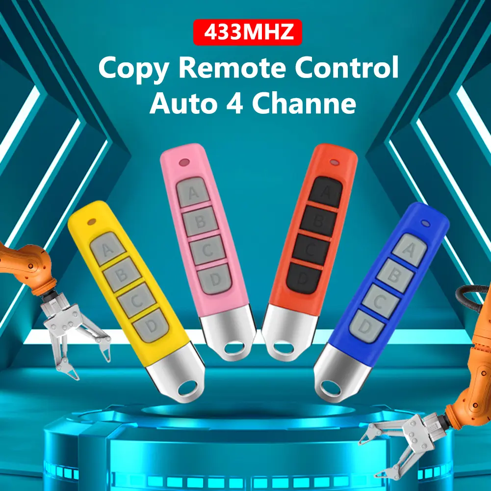 433MHz Remote Controller Battery Powered 4 Keys Copy Remote Controller Multifunctional Remote Control Duplicator for Garage Gate