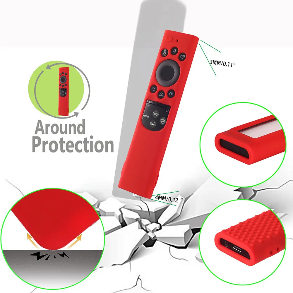 Silicone Remote Case Cover Shockproof Protective Cover with Lanyard Protective Case for Samsung BN59-01357A/01327A/01390A/01363A