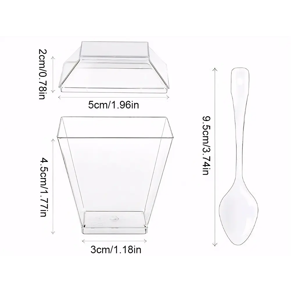 50/100 Pack Plastic Dessert Cups with Lids and Spoons Clear Yogurt Parfait Cups Mini Serving Cups for Mousse Puddings Ice Cream