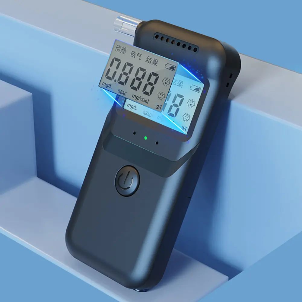 Digital Alcohol Breath Tester with 5 Mouthpieces LCD Display Portable Breathalyzer Alcoholometer for Personal & Professional Use