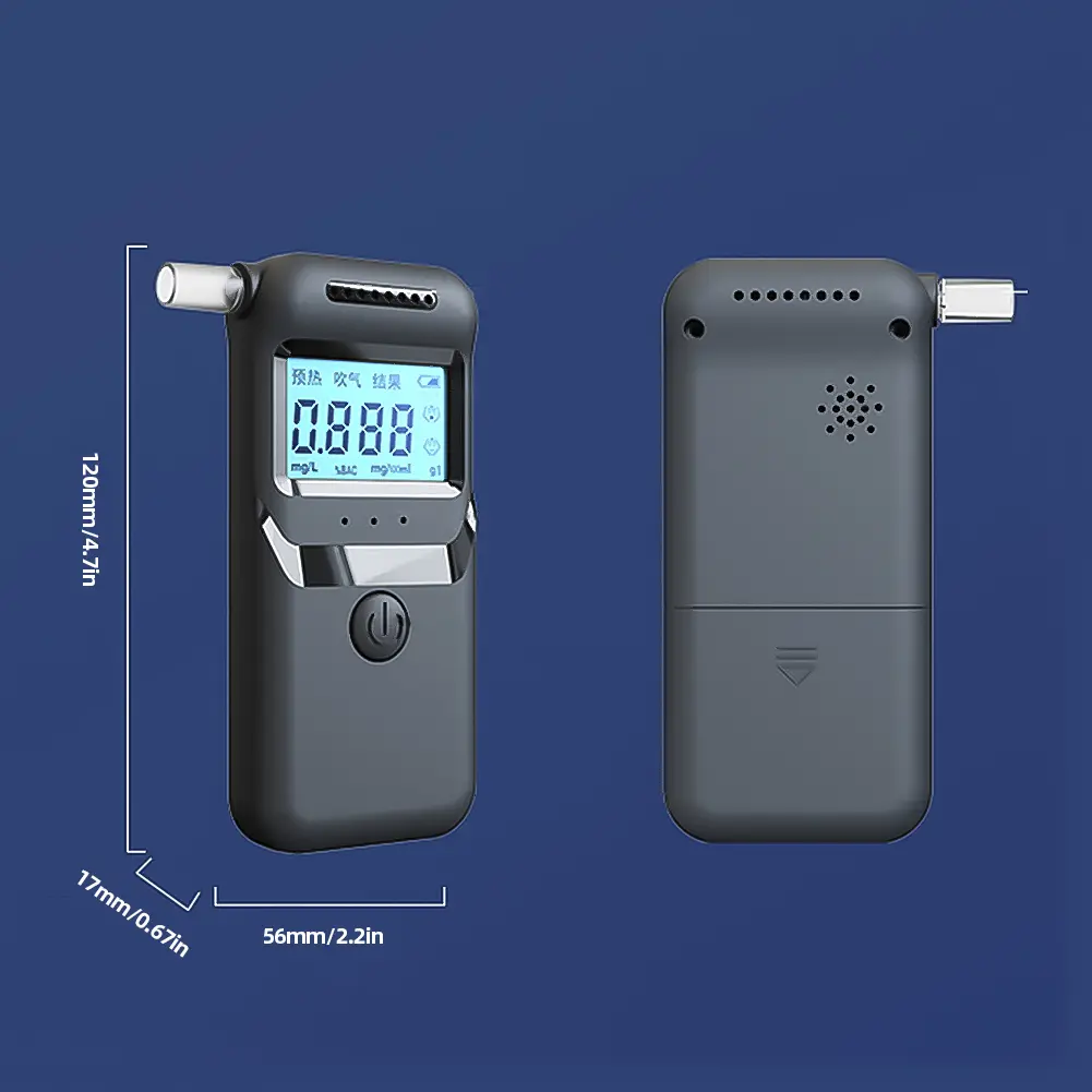 Digital Alcohol Breath Tester with 5 Mouthpieces LCD Display Portable Breathalyzer Alcoholometer for Personal & Professional Use
