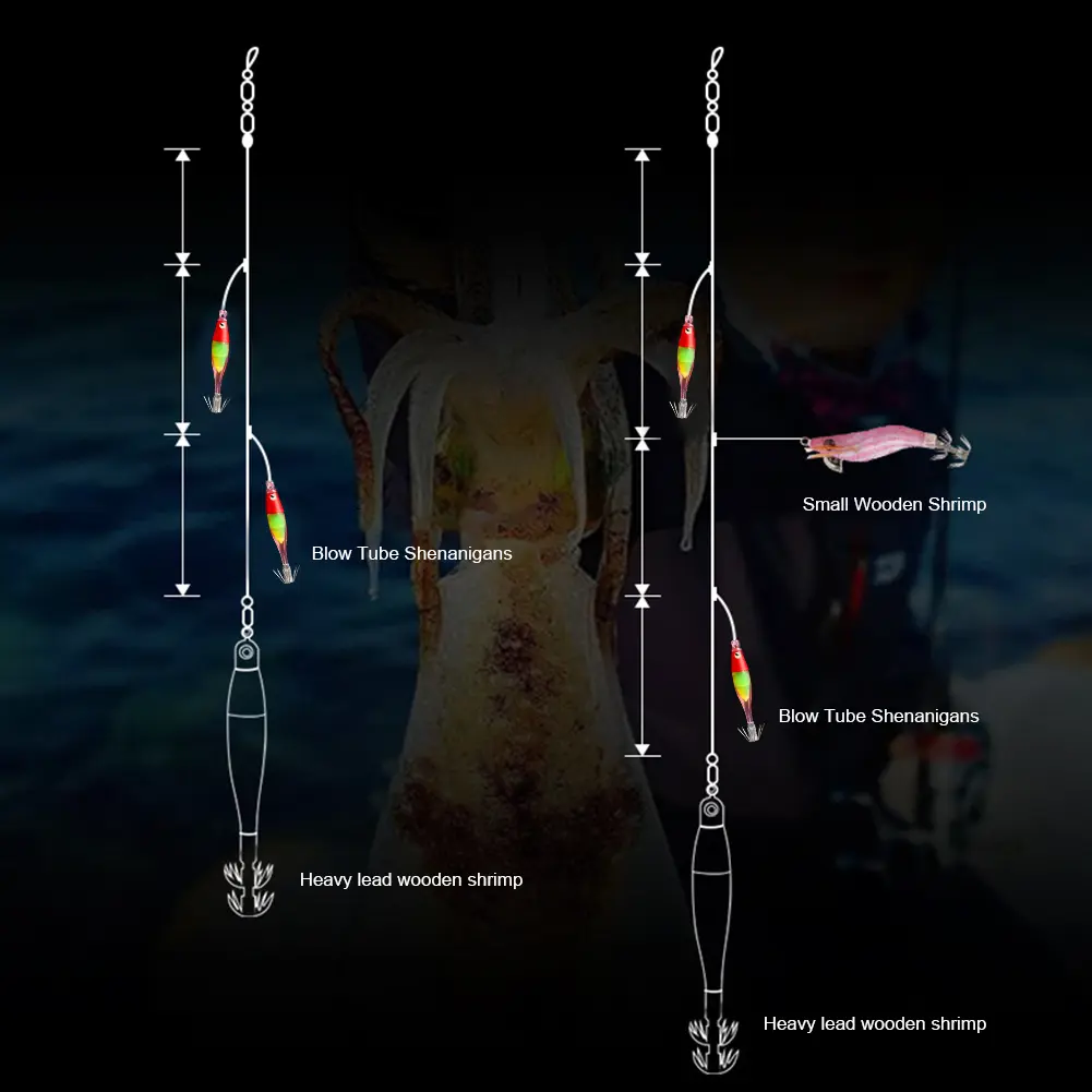 Luminous Blowing Tube Squid Hook Jig Fishing Explosion Hook Octopus Jig Hook Artificial Bait Squid Jig for Sea Fishing