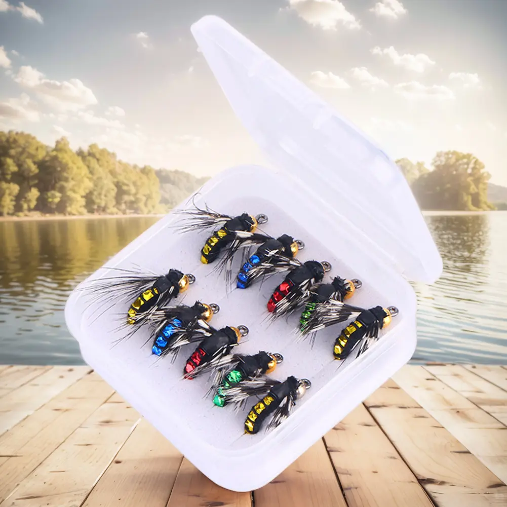 5/10Pcs Bead Head Fly Baits Fly Insects Lures Fly Fishing Lures Fly Bait Hooks Imitation Insects Fly Bait for Trout Bass Salmon