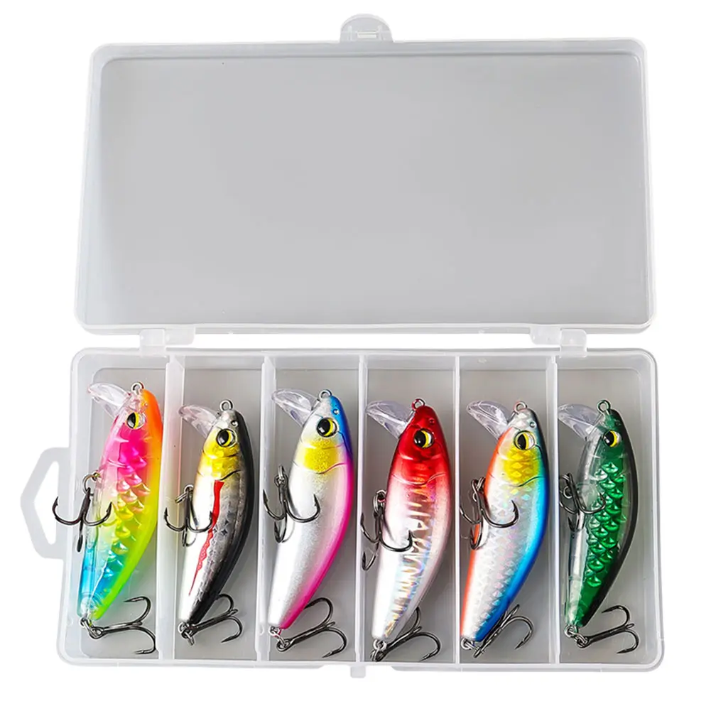 6pcs 7cm 14g Artificial Bait Sinking Wobbler 3D Eyes Hard Bait Fishing Bait for Bass Pike Trout Fishing
