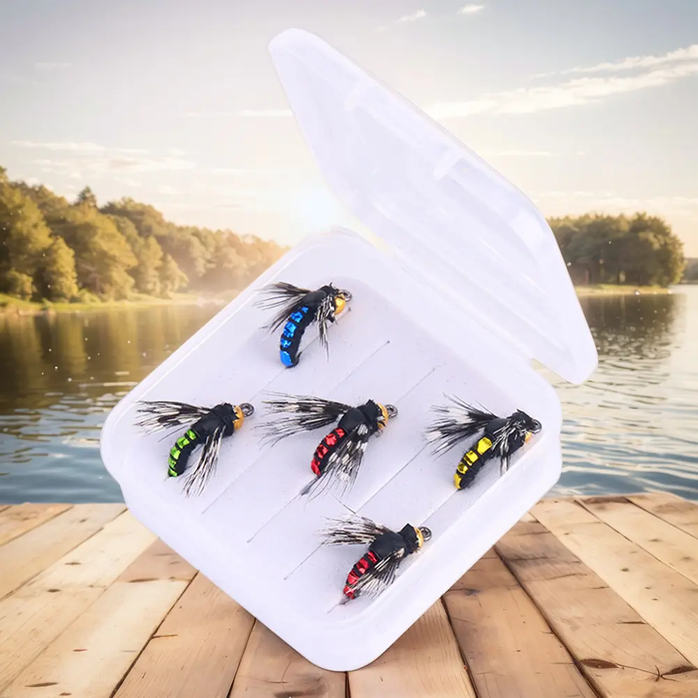5/10Pcs Bead Head Fly Baits Fly Insects Lures Fly Fishing Lures Fly Bait Hooks Imitation Insects Fly Bait for Trout Bass Salmon