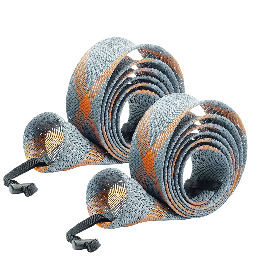 2Pcs Fishing Pole Protective Socks with Lanyard 32mm Fishing Pole Gloves Scalable for Casting Sea Fishing Spinning Rod