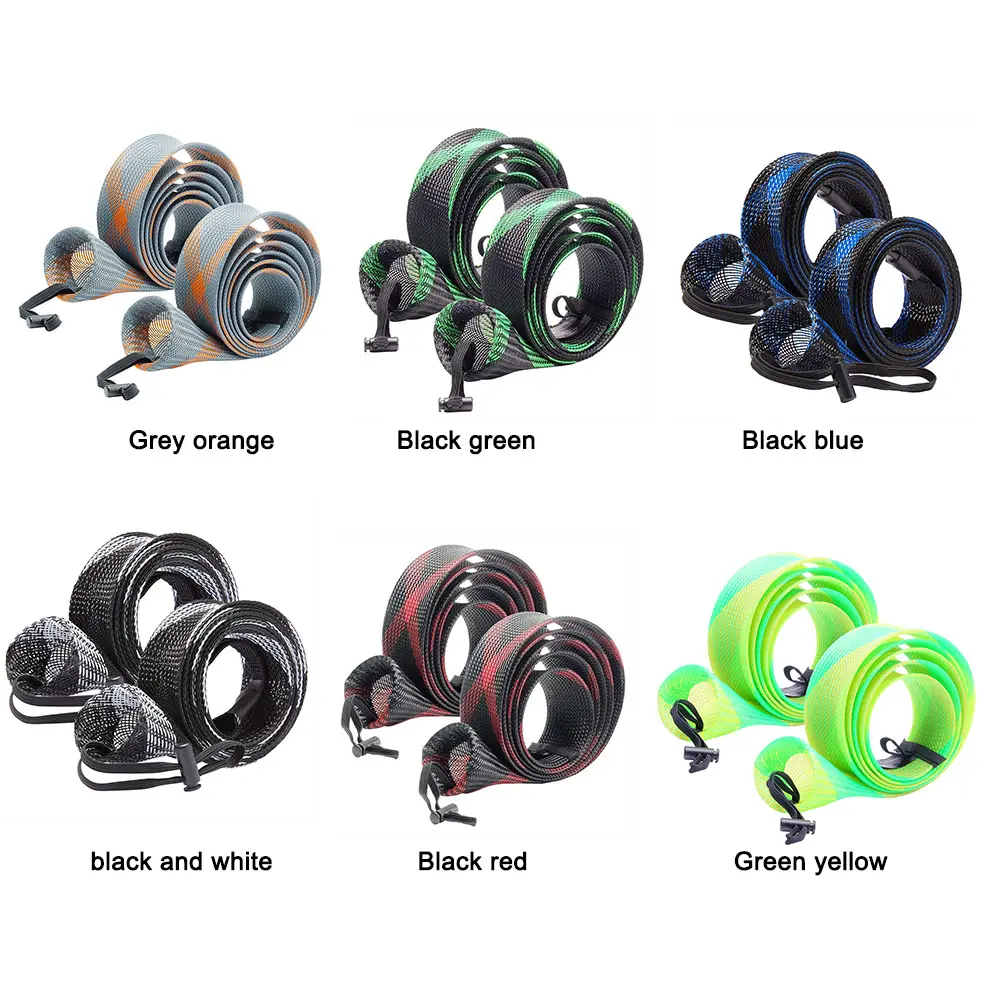 2Pcs Fishing Pole Protective Socks with Lanyard 32mm Fishing Pole Gloves Scalable for Casting Sea Fishing Spinning Rod