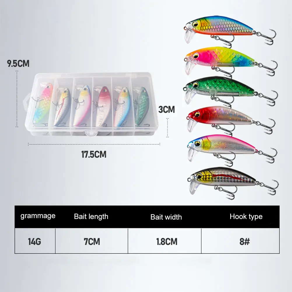 6pcs 7cm 14g Artificial Bait Sinking Wobbler 3D Eyes Hard Bait Fishing Bait for Bass Pike Trout Fishing