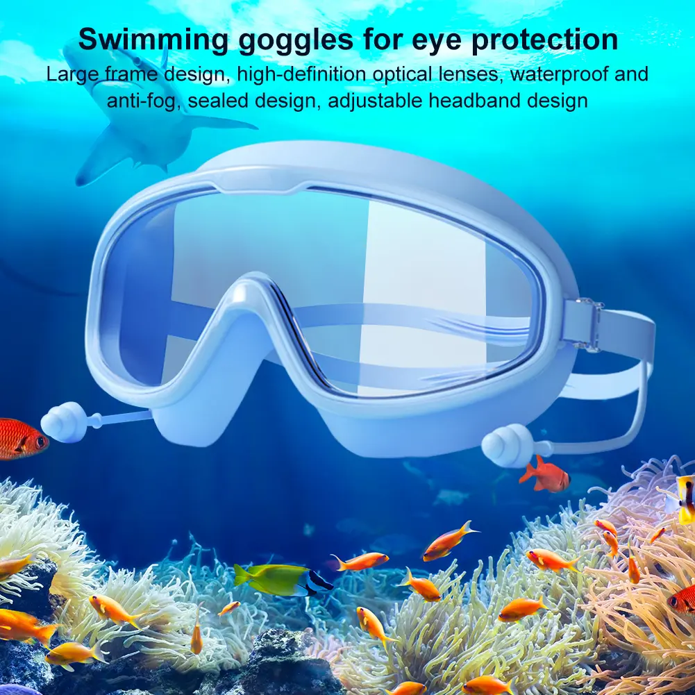 Big Frame Swim Glasses Anti-Fog Professional HD Swim Glasses Adjustable Swim Sports Eyewear Swimming Accessories