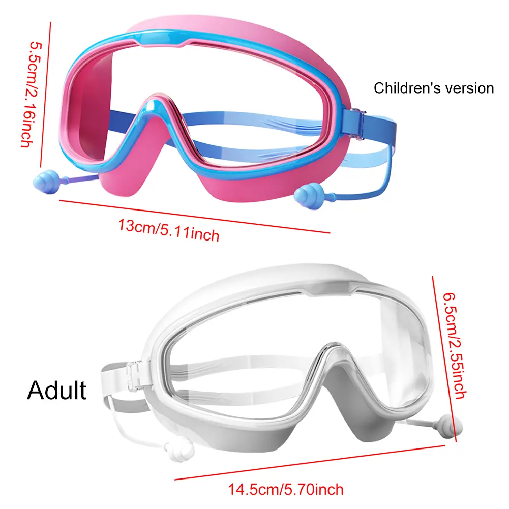 Big Frame Swim Glasses Anti-Fog Professional HD Swim Glasses Adjustable Swim Sports Eyewear Swimming Accessories