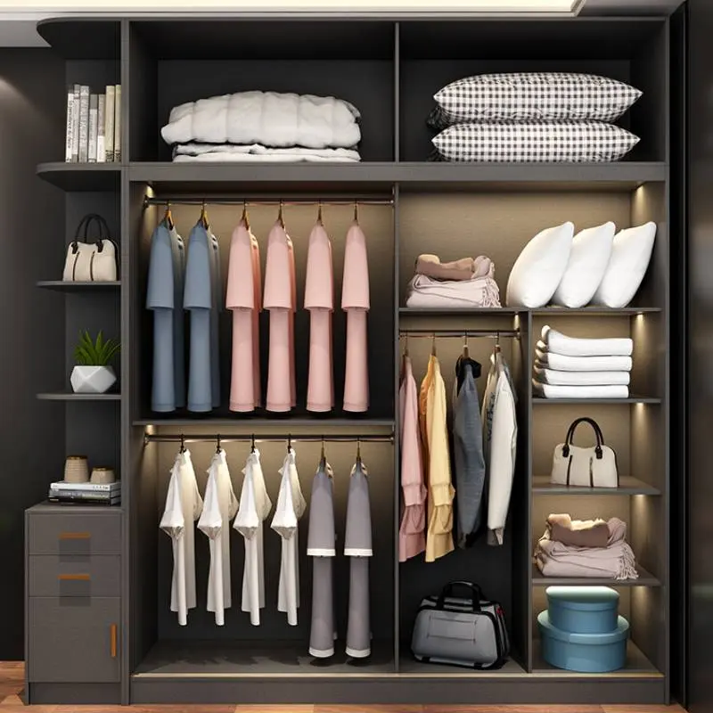Minimalist Wood Wardrobes Sliding Doors Elegant Home Cupboard Clothes Wardrobes Bedroom Storage Armario Madera House Accessories