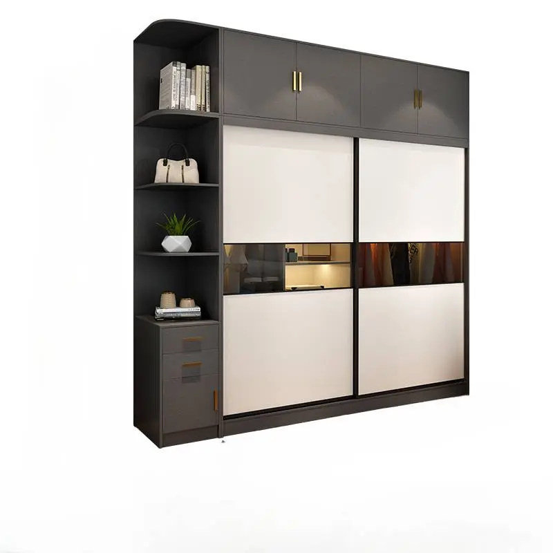 Minimalist Wood Wardrobes Sliding Doors Elegant Home Cupboard Clothes Wardrobes Bedroom Storage Armario Madera House Accessories