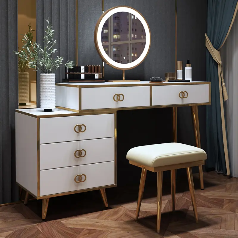 Luxury Nordic Storage Vanity Table Drawers Modern Organizer White Unique Dressers Space Saving Tocador Con Espejo Furniture Home