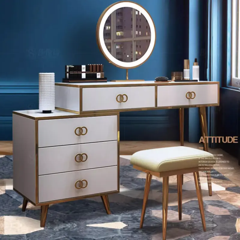 Luxury Nordic Storage Vanity Table Drawers Modern Organizer White Unique Dressers Space Saving Tocador Con Espejo Furniture Home