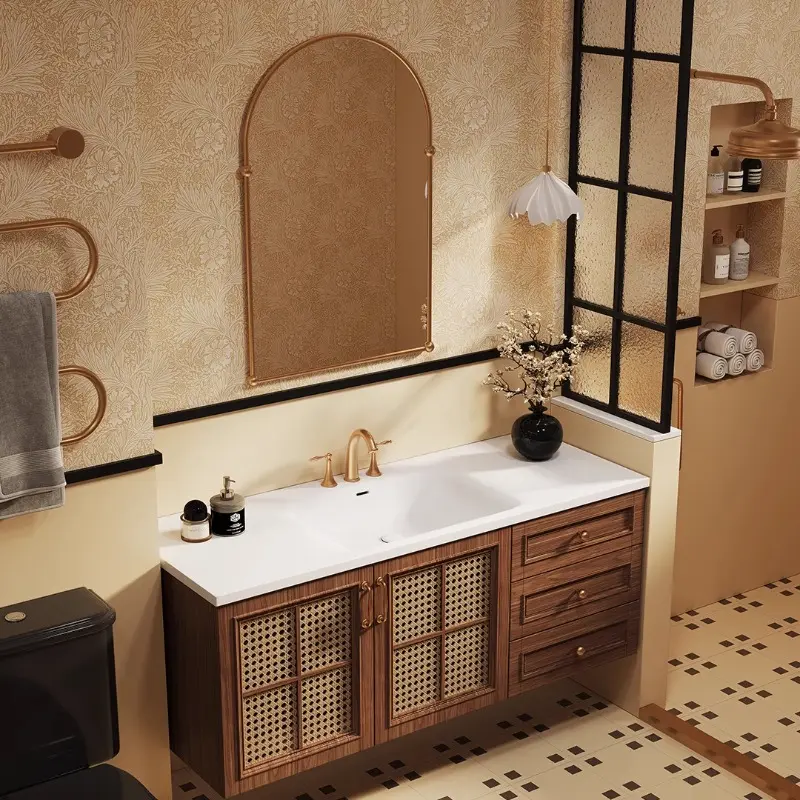 Luxury Floating Drawers Bathroom Cabinet Sink Mirror Orgnizer Vanity Restroom Cabinet Toilet Storage Mobile Da Bagno Furniture