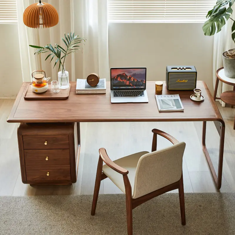 Wooden Asthetic Designer Office Desks Modern Storage Writing Study Computer Desks Standing Drawers Escritorios Office Furniture