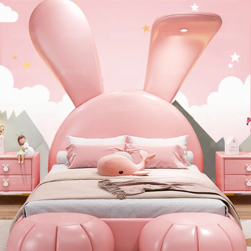Animal Shape Childrens Double Bed Girls Pretty Light Luxury Bed Kids Princess Cama Infantil Furniture Home
