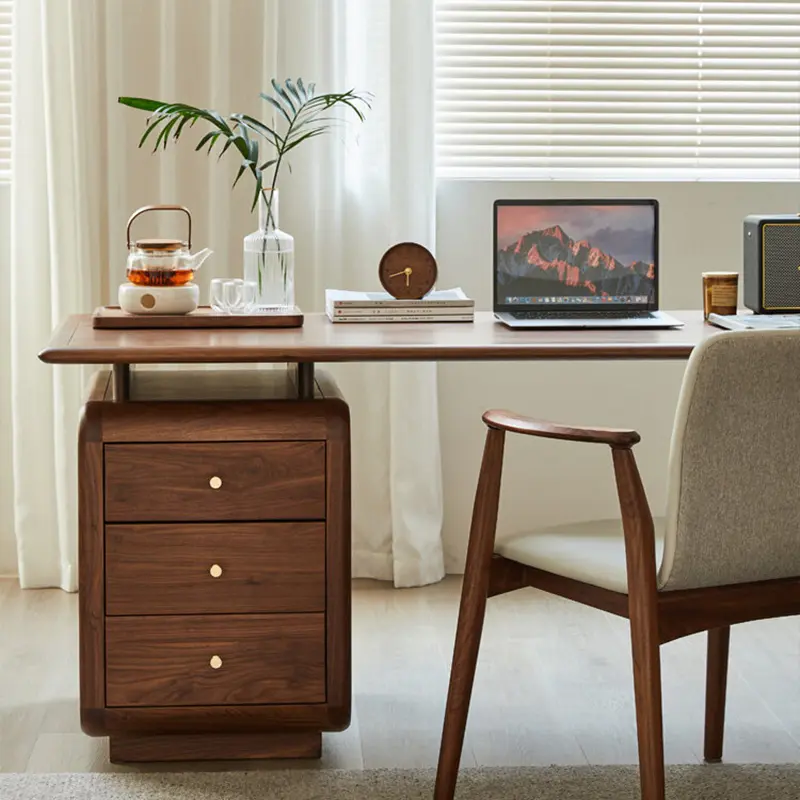 Wooden Asthetic Designer Office Desks Modern Storage Writing Study Computer Desks Standing Drawers Escritorios Office Furniture