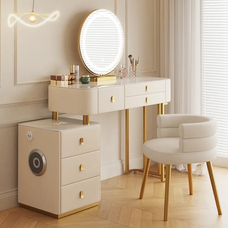 Luxury Modern Nordic Vanity Table Drawers Organizer Women Girls Makeup Dressers Space Saving Penteadeira Small Room Furniture